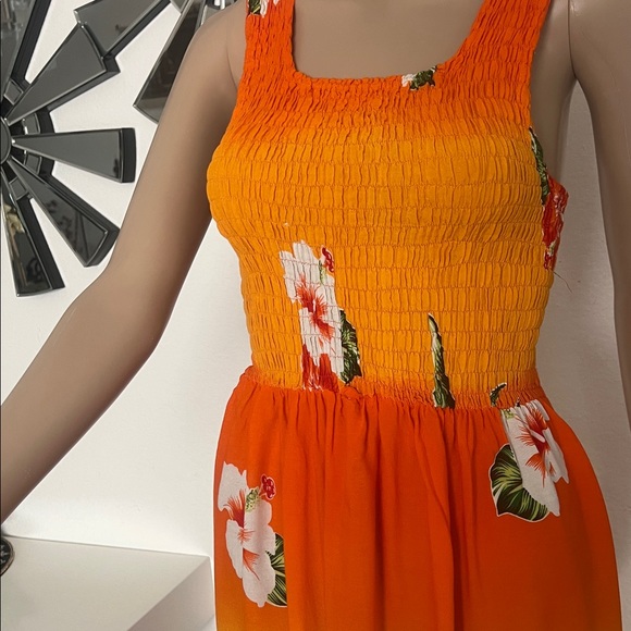 GOGO Orange & Yellow Hawaiian Floral 100% Rayon stretch in top size M used once - Picture 8 of 16